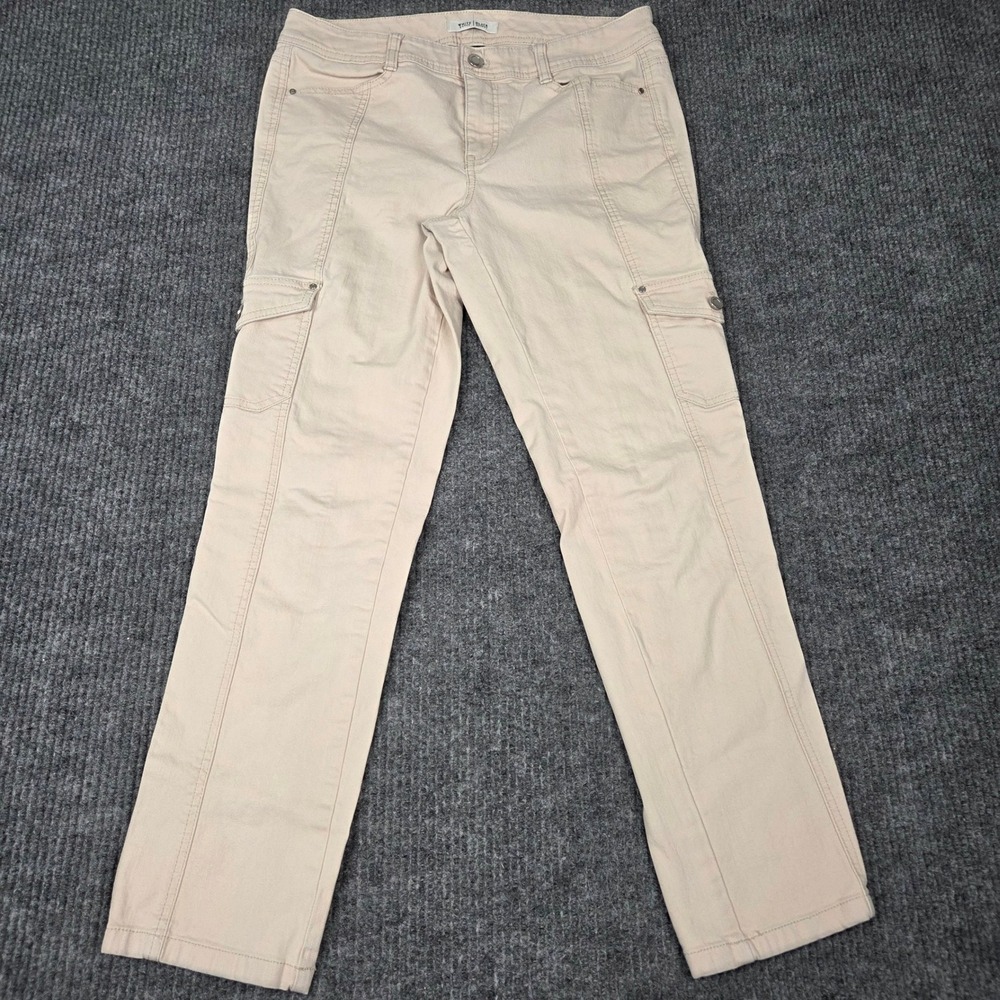 White House Black Market Blanc Cargo Pants Womens 8 Beige Slim Leg Utility 26964